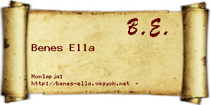 Benes Ella névjegykártya